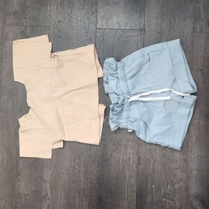 Paper bag shorts and button back top
